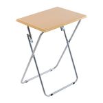 SIDSONS Small Folding Table versatile Portable Tv Table Tray Coffee Table, Dinner Tray Table with No Assembly Required & Sturdy, Foldable Snack Eating Trays Table for Living Room, (Natural Wood)