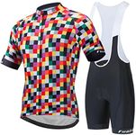 Men's Summer Short Sleeve Cycling Suits Set Cycling Jersey with Padded Riding Tights Shorts/Bib Shorts Breathable Quick Dry Cycling Jersey Set,C,L