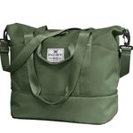 Travel Duffel Expandable Bag, Waterproof Carry on Sports Gym Tote Bags, Foldable Weekender Overnight Lightweight Luggage Shoulder Hospital Handbag with Wet Pocket for Men and Women (Army Green)