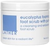 LATHER Eucalyptus Foaming Foot Scrub with Pumice Stone | Skin Care | Exfoliating Foot Scrubber | Foot Spa Self Care | Pedicure Foot Spa | Foot Care | Shower Foot Scrubber | Cracked Heel Repair | 4 Oz