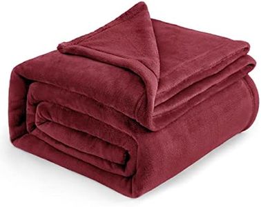 Bedsure Fleece Blanket King Size for Bed - Soft Cosy Fluffy Throw Blankets, Warm Large Throws for Audlts, Dark Red, 270x230 cm