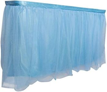 Royal Imports 14 ft Blue Tulle Table Skirt, Tulling Tablecloth for Wedding, Birthday Party, Bridal, Baby Shower, Home Decoration Skirting - Rectangle