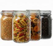 Star Work Air-Tight Mason Glass Jars with Buckle Lids for Home (1500ml, Set of 4)Transparent