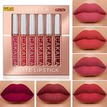 KARNAR 6 Pcs Lipstick Matte Liquid Lipstick Lipgloss Set for Women labiales mate 24 horas originales matte larga duracion 24 Deep Red Original 24 Hours Lipstick Lip Stain Long Lasting Waterproof.