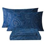 Bedlifes King Sheet Sets Ultra Soft Breathable Silky Bed Sheets Deep Pocket 100% Microfiber Bedding Sheets 4 Piece King Size Paisley Dark Navy Blue