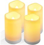 salipt Solar Outdoor Candles, Waterproof LED Flameless Pillar Candle, Dusk to Dawn, Rechargeable Solar Battery Included, Patio Decor, ∅3.25" H 6" Set of 4