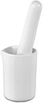 Deep Mortar and Long Pestle, Mini Ceramic Crusher Set, 4 fl oz, for Crushing Hard Pills, Tablets, Spices, Pods, Medicines, Small Kitchen Seasoning Set, Tiny Mill Set Cute, 2.36-inch, White