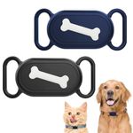 2Pcs Silicone Collar Holders for Samsung Smart Tag 2, Anti-Lost and Waterproof Protective Cases for Galaxy Smart Tag 2, Compatible with Samsung Tracker Tags, Suitable for Cats and Dogs(Black,Blue)