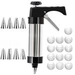 Cookie Press Kit, Stainless Steel Cookie Gun​ with 13 Discs & 8 Nozzles, Effortless Cookie Maker​ and Frosting Decorating Tool​ for Bakers