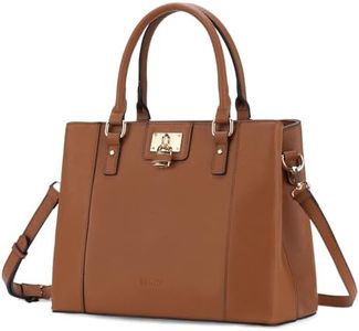 Handbag for Women, VASCHY Trendy Vegan Saffiano Leather Medium Top Handle Purse Shoulder Tote Bag Satchel Crossbody Bag for Work Casual Brown