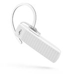 Hama Mono Bluetooth Headset (Multipoint, for Two Devices, Voice Control, Touch Control, Headset with Microphone, Wireless, Single-Sided, In-Ear, Removable Ear Hooks, Ear Pads, Wireless) White