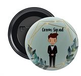 NIVARA LADKE WALE | TEAM GROOM BARATI | GROOM'S SQUAD Glossy Finished | Props Wedding Badges for Groom Family | 58MM | ROUND PIN BADGES | Batches for Reception Party, Wedding and Events