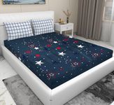 RD TREND® Presents Luxurious Supersoft Cotton Feel 210 Tc (100x108 Inch) bedsheet for Double Bed King Size with 2 Pillow Covers Size 18x28 Inch Color- Navy Blue Pattern-Star