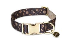 Glucklich Polyester Printed Adjustable Dog Collar with Gold Coated Quick Release Buckle & Gold Coated D-Ring - Durable Pet Collar Dogs-Girl Boy Puppy Running Training Collar Pack Of 1 (XS, Berlin)