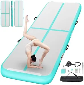 FBSPORT 10ft Inflatable Air Gymnastics Mat Training Mats 4 inches Thickness Gymnastics Tracks for Home Use/Training/Cheerleading/Yoga/Water with Pump