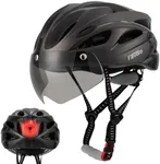 Favoto Bike Helmet - Adult Bicycle Helmet for Men Women Lightweight Cycling Helmets with Led Light Detachable Magnetic Goggles Breathable Road Bike Mountain Ebike Helmets Adjustable Dial Fit Titanium