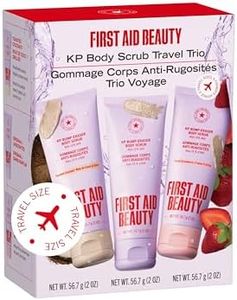 First Aid Beauty KP Bump Eraser Body Scrub Trio, 10% AHA Keratosis Pilaris Exfoliator Set – Original, Strawberry & Peach Scents, Travel Size 2 oz Each (3-Piece)