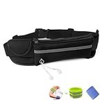 RAINYEAR Running Belt Bumbag Fanny Pack Waterproof Flip Belt Adjustable Fitness Waist Bum Pouch Bag Compatible with iPhone Series Samsung S/Note Phone,for Men Women Outdoor Gym Sports Travel(Black)