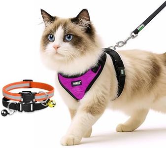Buraq No Pull Cat Harness with Leash + 2 Pcs Cat Collar, Escape Proof, Ultra-Light Weight, Air Mesh Fabric, Aesthetic Design Adjustable Cat Leash with Harness (M - Pink)