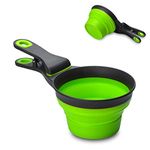 TOP STAR 3 in 1 Pets Silicon Collapsible Measuring Cups,for Pets Dogs,Cats Food Water Scoop,Bag Clip (1/2 Cup Capacity,118ml)