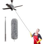 SetSail Extra-Long Dusters with Extension Pole 100-inch for Cleaning, Bendable Microfiber Head Washable Ceiling Fan Duster for High Ceilings, Furniture