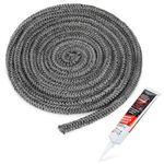 Stanbroil Wood Stove Gasket, 1/4" x 84" Graphite Impregnated Fiberglass Rope Seal and High Temperature Cement Gasket Kit Replacement for Wood Stoves Door