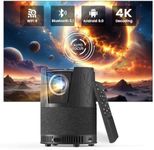 [Auto Focus] Portable Smart Projector 4K, LCD Home Theater Projectors with WiFi Bluetooth, Auto 6D Keystone HDR10, Mini Android TV Projector for Gaming Outdoor Camping