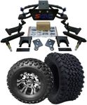 Hardcore Parts 6” Heavy Duty Double A-Arm Suspension Lift Kit for Club Car PRECEDENT Golf Cart (2004+) with 10" Machined/Black 'Vampire' Wheels and 22"x11"-10" DOT rated All-Terrain tires