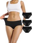 TIICHOO Period Underwear for Women Heavy Flow Soft Absorbent Period Panties (X-Large, Black)