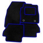 HMS TAILORED TO FIT: Vauxhall Crossland X 2017 ON (4 clips) - PREMIUM GENUINE TAILORED EXACT FIT CARPET CAR MATS - BLACK MAT + BLUE TRIM