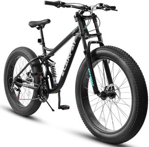 Ecarpat Fat Tire Mountain Bike 26 Inch, 21 Speed Dual Full Suspension, 4.0" Wide Non-Slip Big Fat Tire, Men Women Bicycles