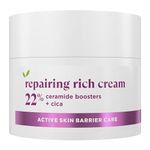 Simple Repairing Rich Face Cream facial moisturiser with 22% ceramide boosters, organic cica and provitamin B5 for a stronger skin barrier repairs and replenishes very dry, sensitive skin 50 ml