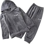 Tranding-Outfit Dresses Winter Set Fleece Tracksuit Full Sleeves T-Shirt and Pant Set for Baby Sweatshirt Boys and Girls Winter Clothing Pack oF 1 (Gray, 7-9 Year)