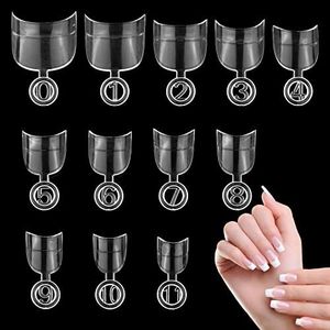 MWOOT 600Pcs Oval Short Fake Nail Art Tips Set, Half Cover French Acrylic False Nail Tips, Finger Stickers Nail Extension Tips Tool for DIY Salon Home Manicure Nail Decoration, 12 Sizes(Clear)