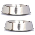 Iconic Pet 2 Pack Anti Ant Stainless Steel Non Skid Pet Bowl for Dog or Cat-16-Ounce-2 Cup