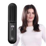 Tash Hair Glide- Cordless Hair Straightening Brush with 40 Mins Runtime | Naturally Straight, Shiny & Frizz Free Hair | 5 Heat Settings & Keratin Bristles | Portable & Rechargeable Straightener Comb