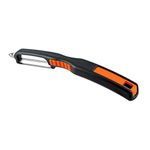 Swissmar Swiss Non-Slip Double Edge Straight Peeler - Easy-Grip Stainless Steel Peeler - Versatile Kitchen Tool, Ideal Potato Peeler, Veggie Peeler & More - Black & Orange