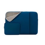 RAINYEAR 15 Inch Laptop Sleeve Case Soft Lining Cover Bag with Pocket & Accessories Pouch,Compatible with 15.4 MacBook Pro for Partial 15" Notebook Computer Chromebook(Navy Blue,Upgraded Version)