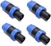 Oiyagai 4pcs 4 Pole Speakon Plug Male Speaker Audio Cable Connector Blue for NL4FC