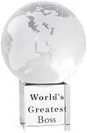 LONGWIN World's Greatest Boss 2.76" Crystal Globe Awards - Gifts for Boss Unique Bosses Day Birthday Christmas Thanks Giving Day Gift for Boss