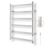 R FLORY Towel Warmer Heated Towel Rack All-Night Warm Bathroom Plug-in Heated Drying Rack with Timer Fast Heating (Chrome, 6 Bars)