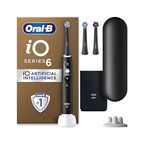 Oral-B iO6 Electric Toothbrushes For Adults, 3 Toothbrush Heads, Travel Case & Toothbrush Head Holder, 5 Modes With Teeth Whitening, 2 Pin UK Plug, Black