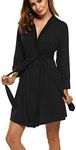 HOTOUCH Lightweight Robes for Women Lightweight Short Soft Knit Robe 3/4 Sleeve Summer Robe Sleepwear Black L