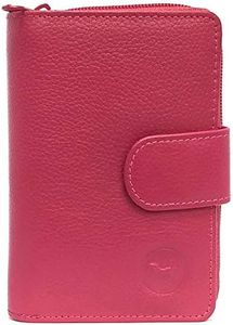 LOLUNA® Porte-Monnaie Cuir Fermeture hermétique - Portefeuille - Compagnon - spacieux et Fonctionnel pour Ranger 9 Cartes - Billet - Monnaie - identité - permis - Idée Cadeau pour Femme - Fuchsia