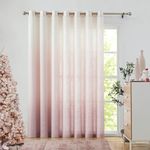 Central Park Mauve Ombre Window Door Curtain 100" Extra Wide Linen Ombre Gradient Print on Rayon Blend Fabric Treatment for Sliding Patio Door with Grommets，Cream White to Pink，100" x 84", 1 Panel
