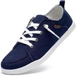 STQ Slip On Sneakers Women Canvas Casual Tennis Shoes Classic Loafers with Arch Support for Walking Nursing Navy Size 8.5