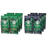 STARBUCKS Espresso Roast, Dark Roast, Whole Bean Coffee 200g (Pack of 6) & Pike Place Roast, Medium Roast, Whole Bean Coffee 200g (Pack of 6)