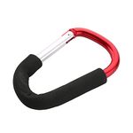 MroMax 3Pcs Hook Clip 140x80mm Large D Type Shopping Bag Carry Handle Carabiner with Sponge for Baby Pushchair Pram Stroller Hanger Trolley Mummy Clip Holder Red