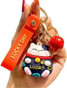 Women Keychain, Lucky Cat Keychains Phone Handbag Animal Keychain for Girls Car Key Ring Personalized Keychain - Blue