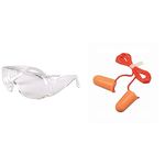 3M 1611 Safety Goggles Hard Coat Eyewear (Pack of 1) 1110 Ear Plugs Corded, PVC Foam (Pack of 5)